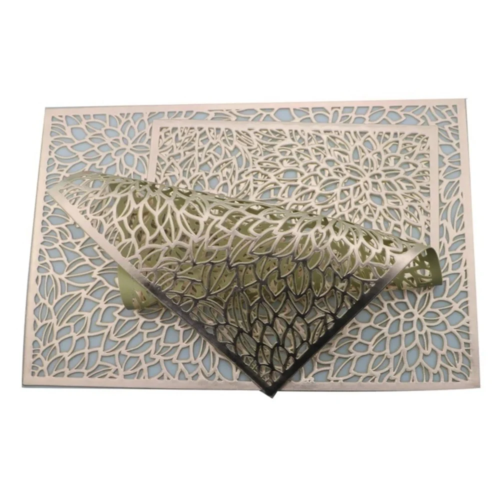 Gold Placemats Laser Cut Elegant Everyday Special Occasion Holiday Elegant 4 PC